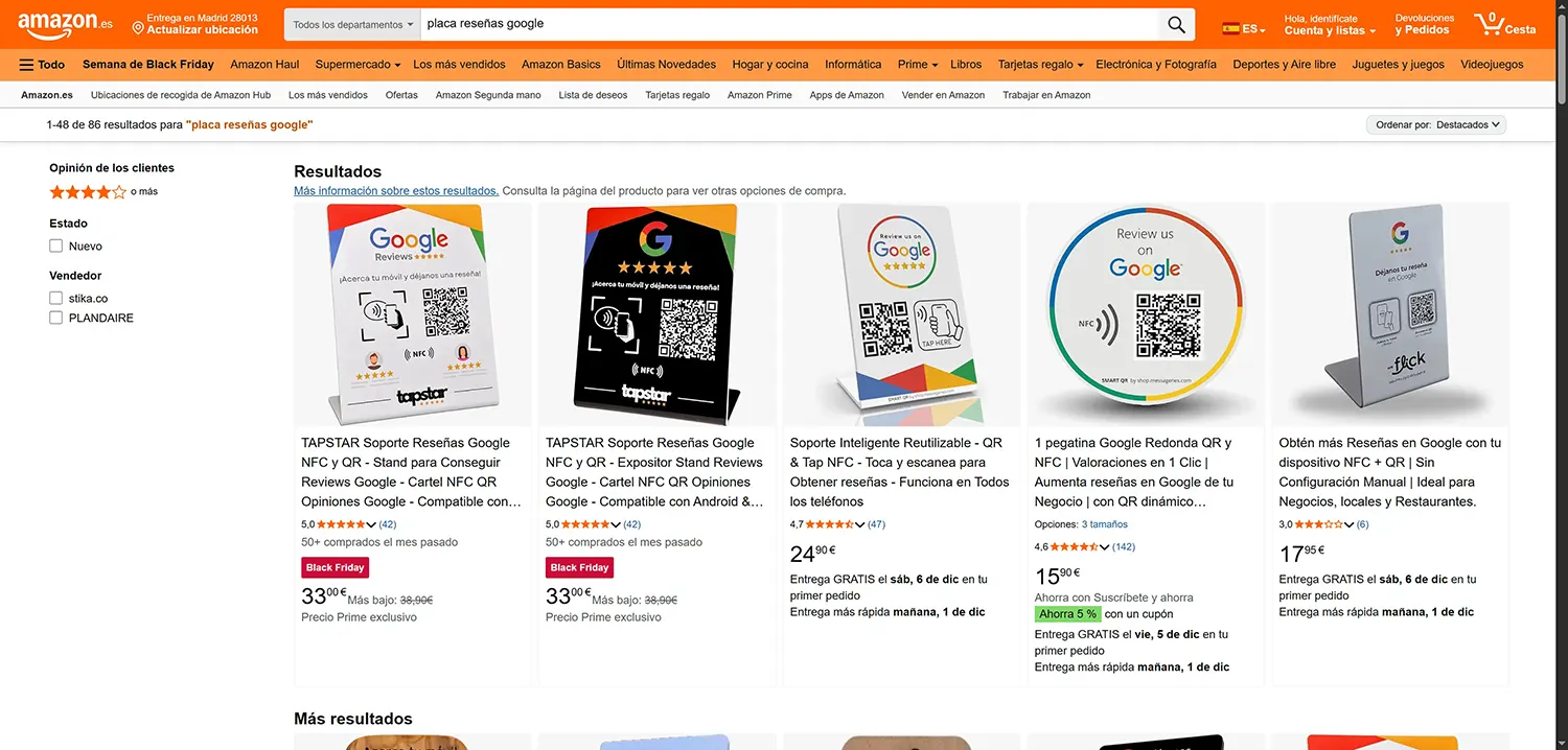 placa-reseña-amazon-google